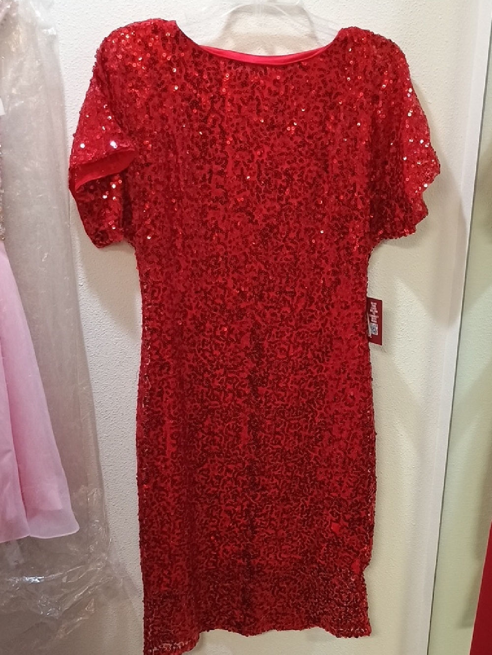 Reba Red Sequin Midi Dress